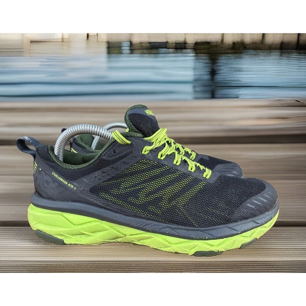 Hoka One One Challenger ATR 5 Black/Green Running Shoe Men Size 8.5 NICE!!